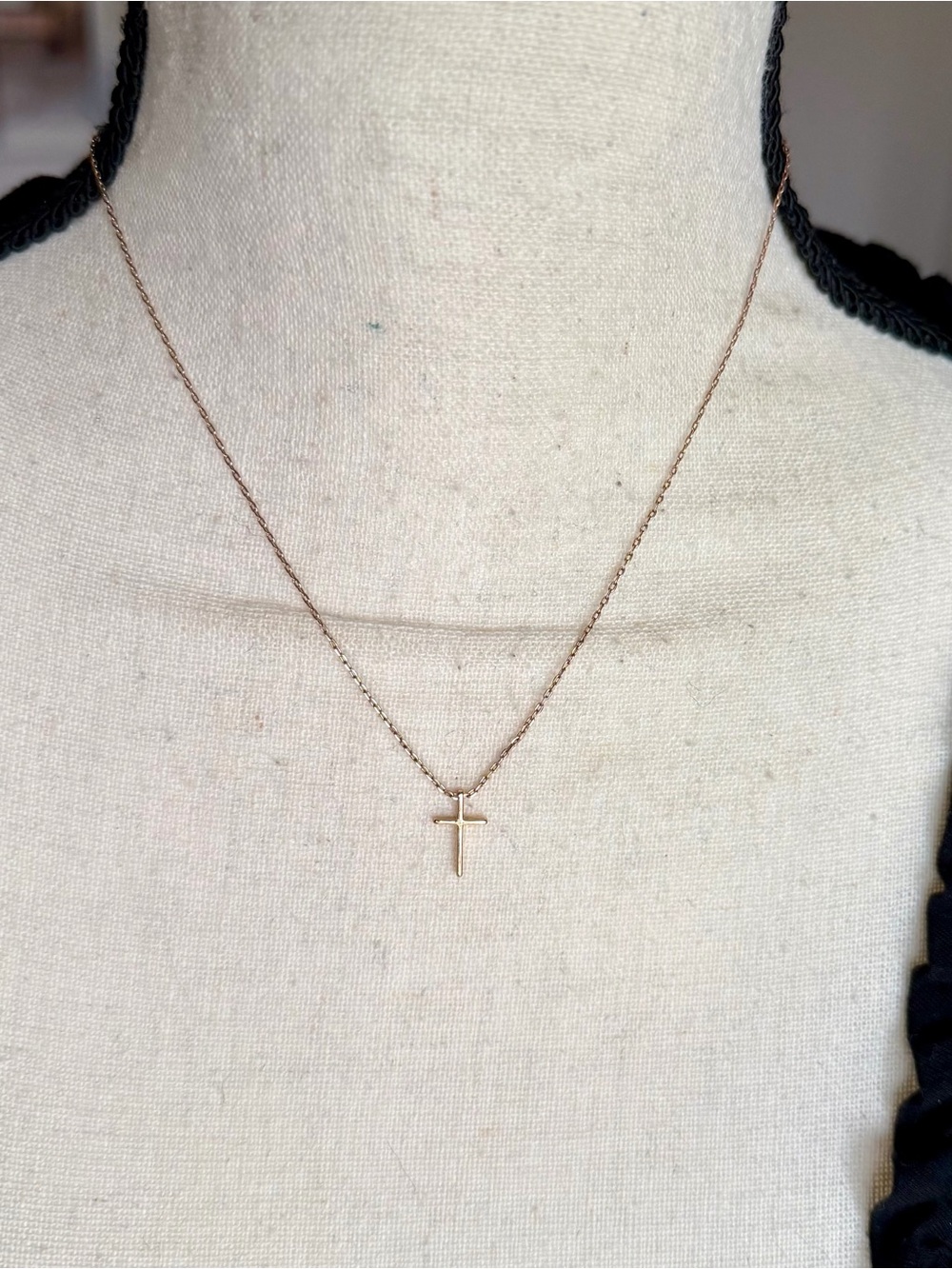 Necklace 16” +1 rose gold plated dainty chain & cross jewelry
